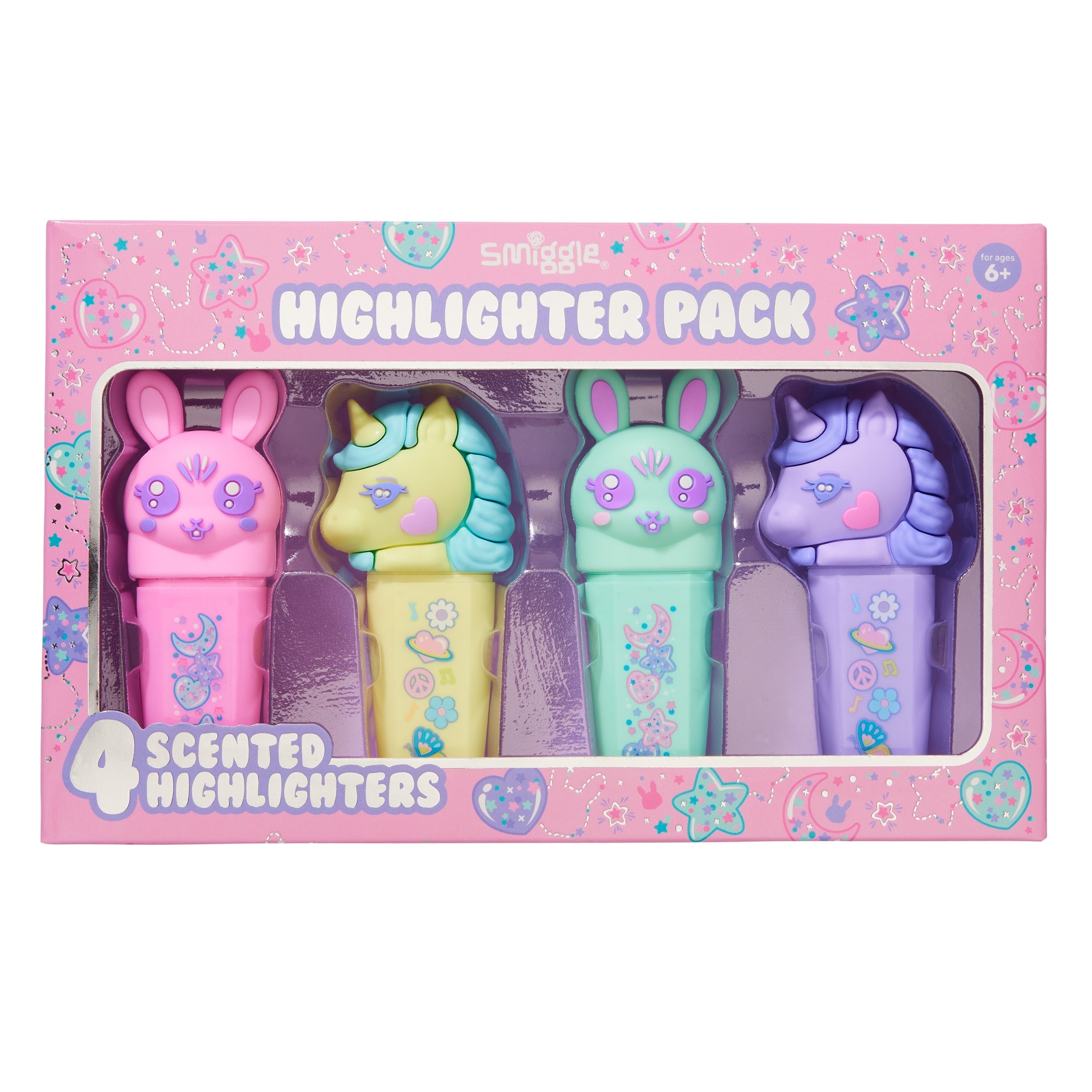 Smiggle - All Stars Scented Fluorescent Highlighter 4-piece Pen Set