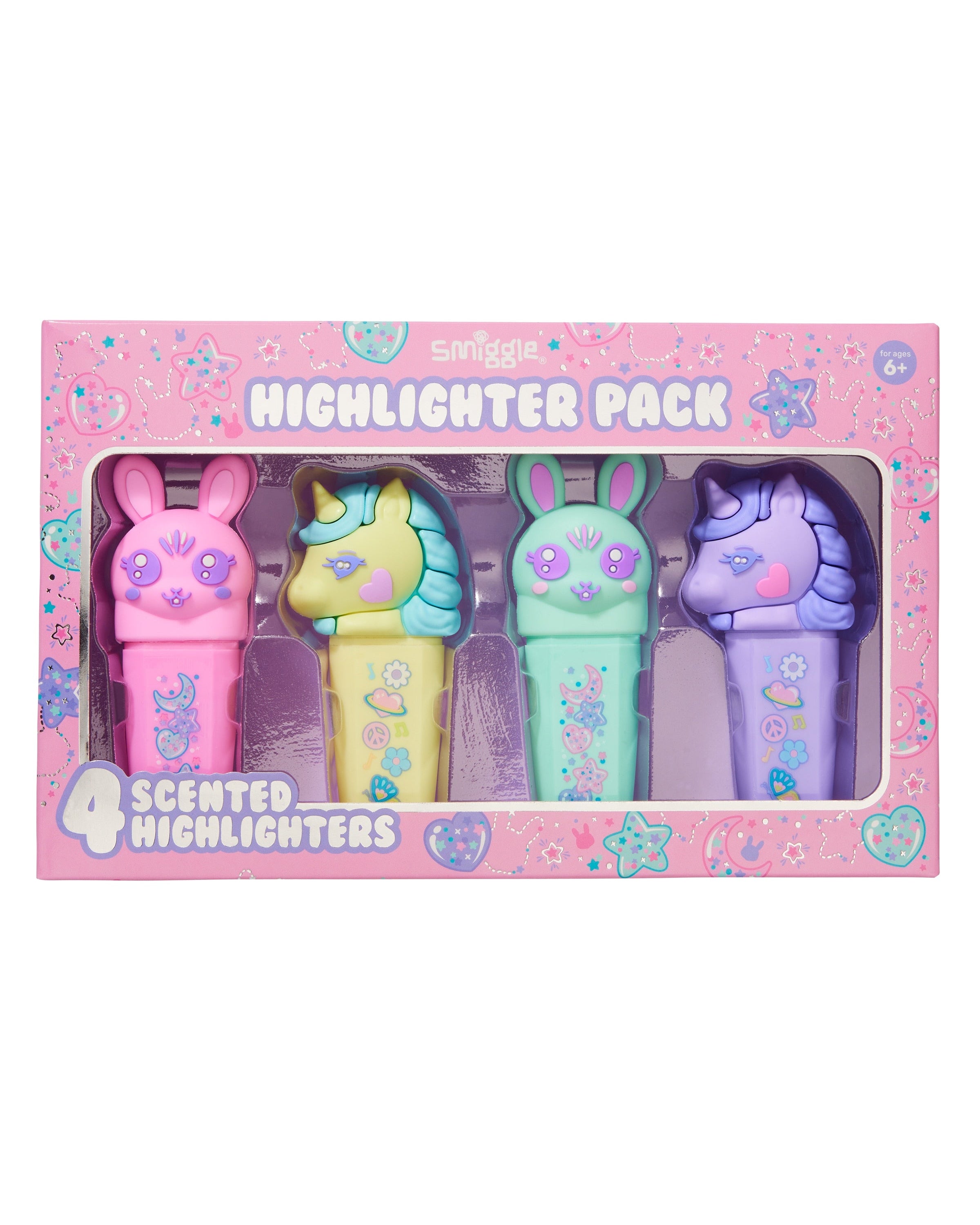Smiggle - All Stars Scented Fluorescent Highlighter 4-piece Pen Set