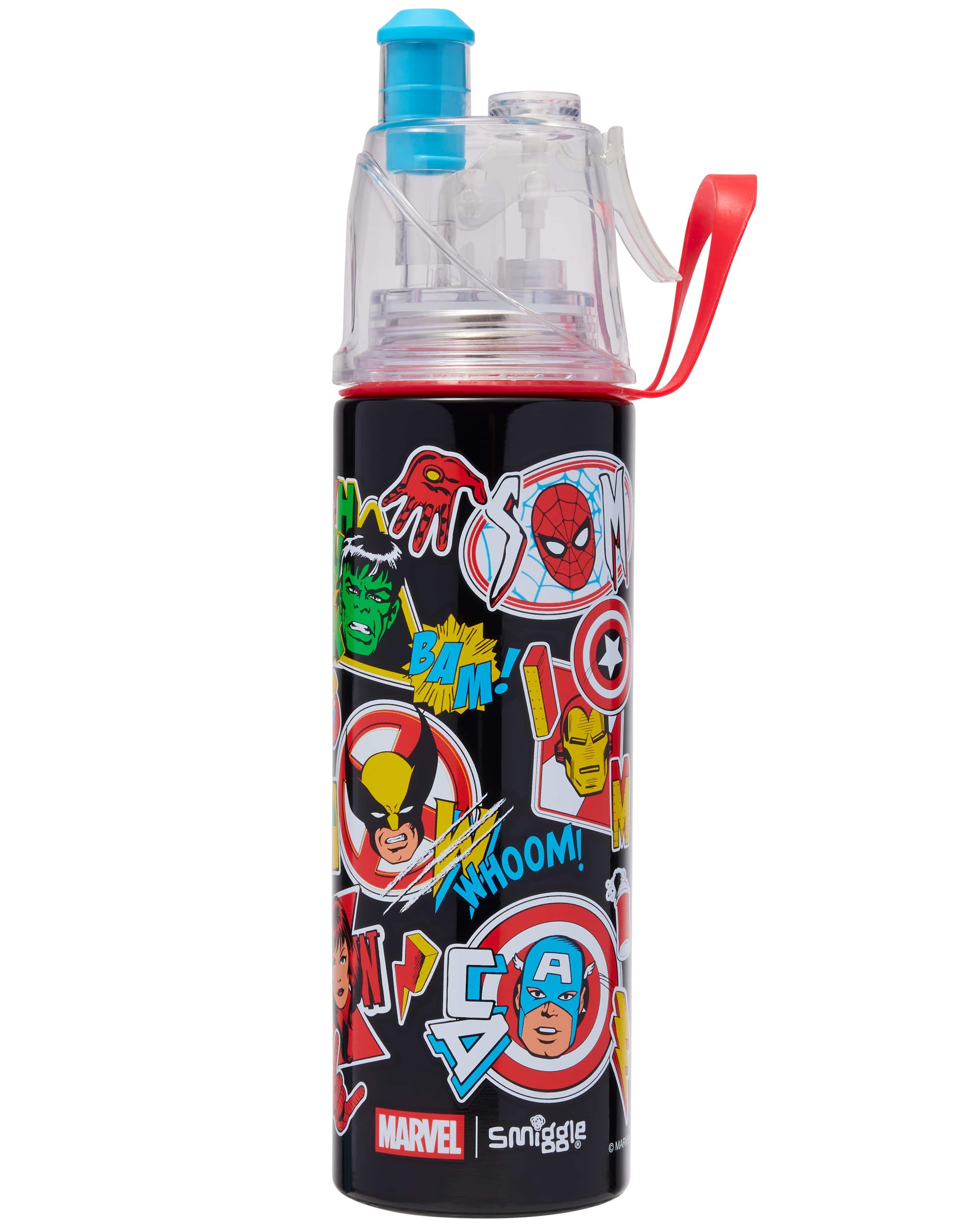 Smiggle - Marvel 500ML Steel Water Bottle with Spray Mist