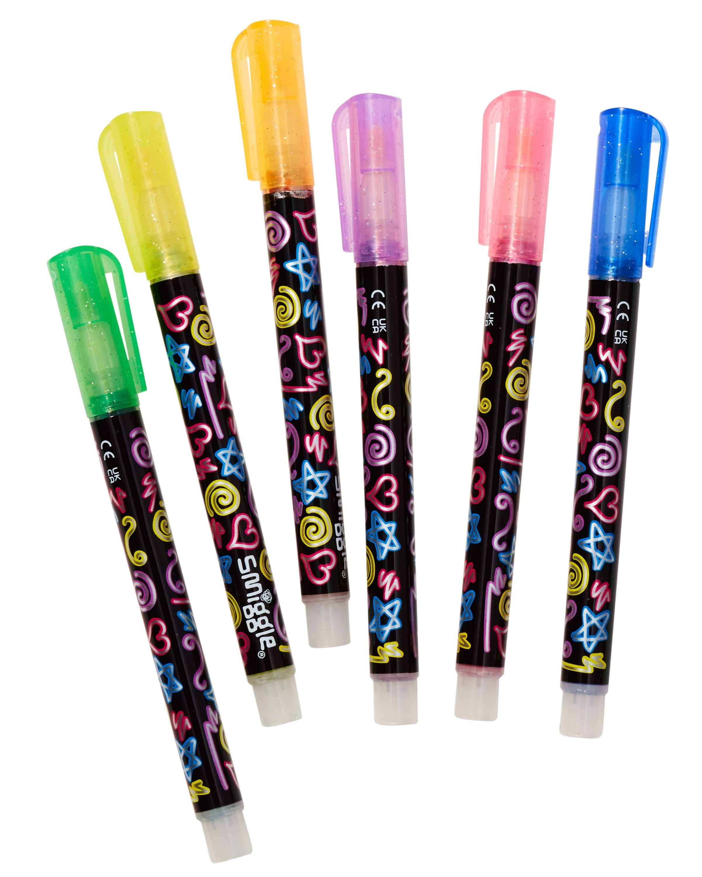 Smiggle - Outline Silver Glitter Forforlu Highlighter 6-Piece Pen Set