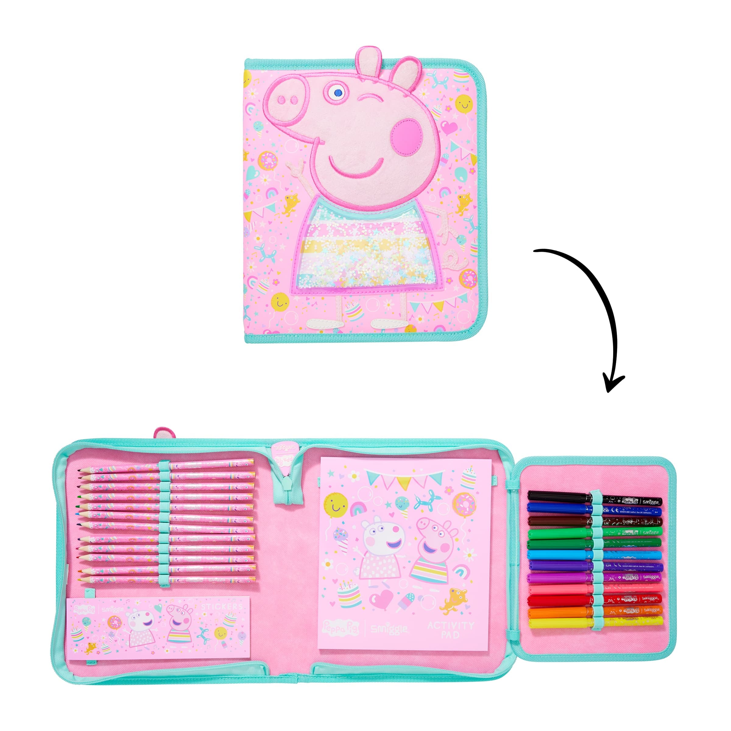 Smiggle - Peppa Pig Pencil Case and Stationery Set