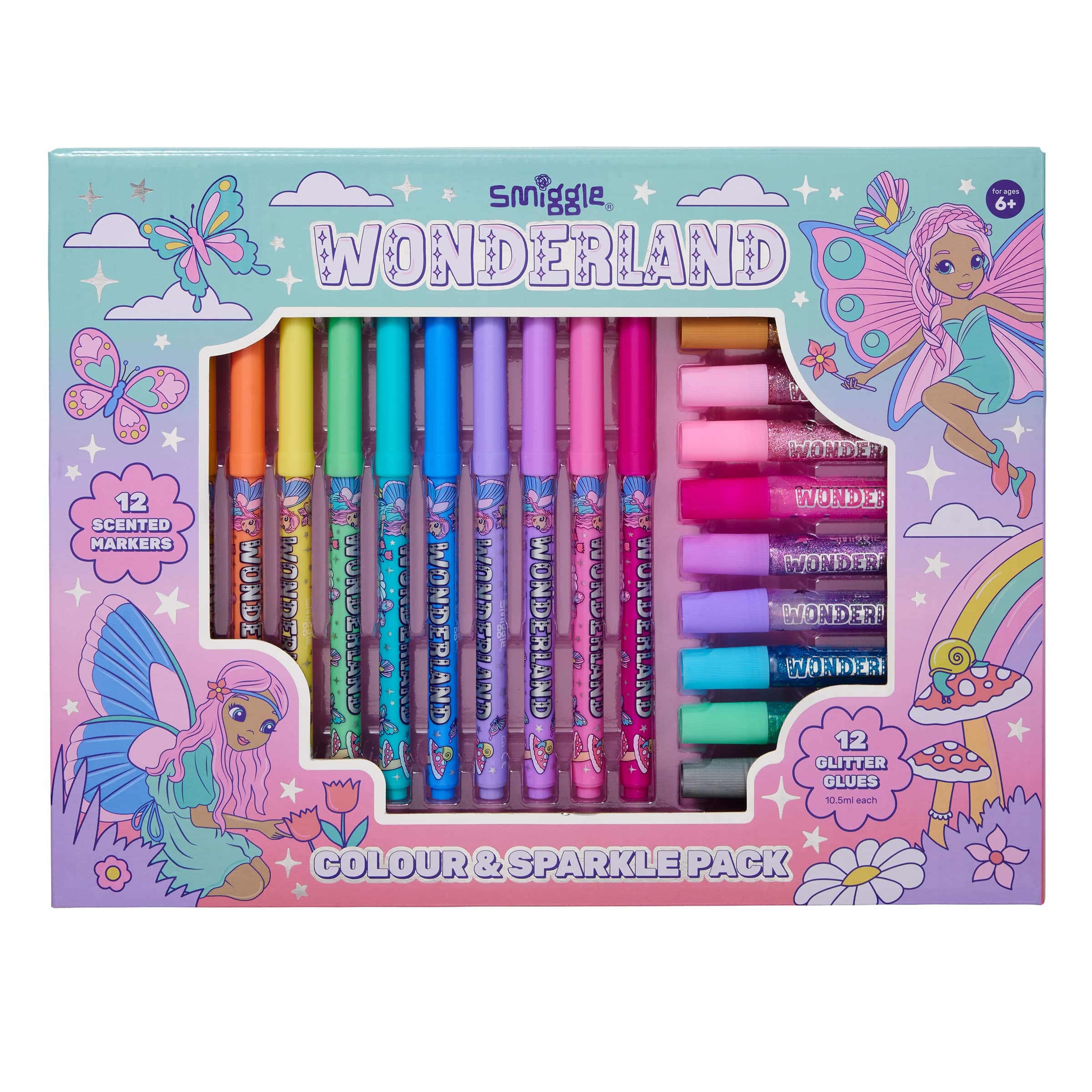 Smiggle - Wonderland Scented Coloring Pencil and Glitter Glue Set