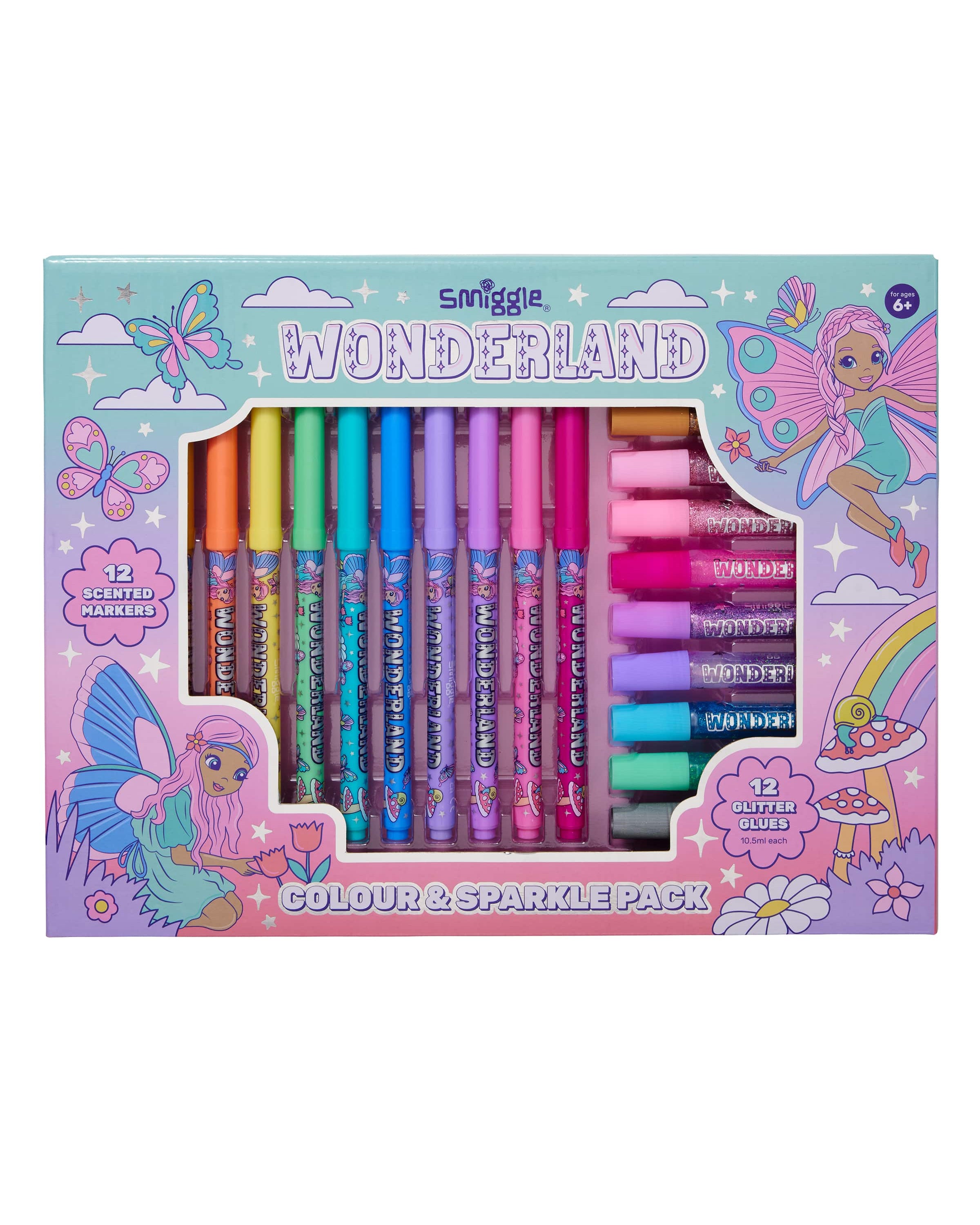 Smiggle - Wonderland Scented Coloring Pencil and Glitter Glue Set