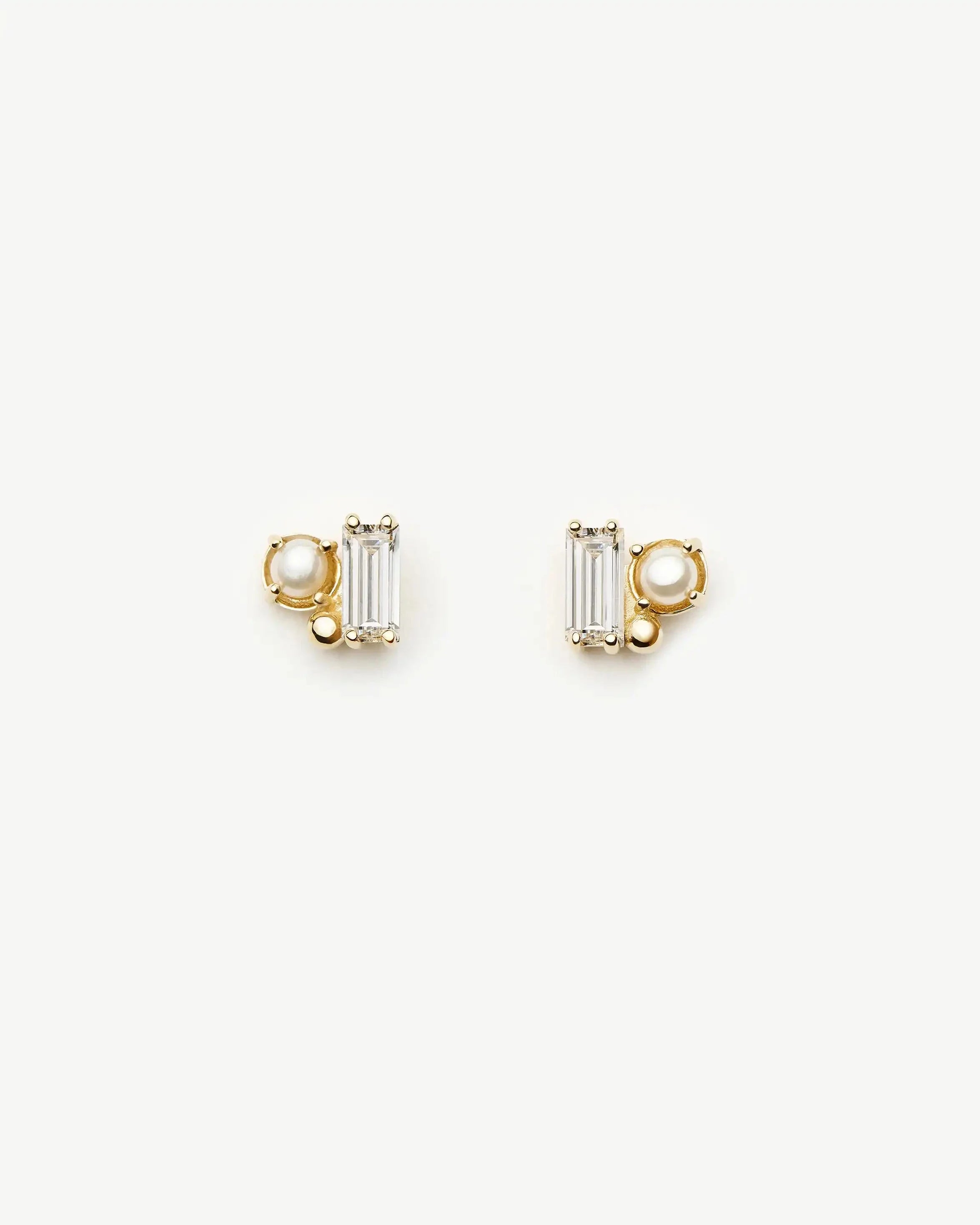 Solid Gold Diamond Pearl Stud Earrings | 14ct Solid Gold/Pearl Earrings Missoma 