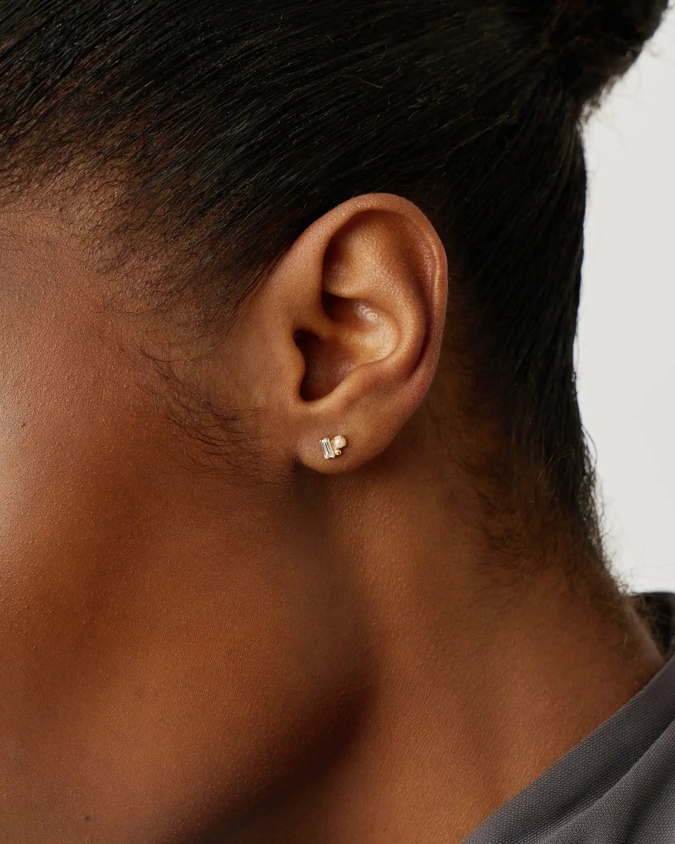 Solid Gold Diamond Pearl Stud Earrings | 14ct Solid Gold/Pearl Earrings Missoma 