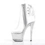 7" Heel Clear Open Toe-Heel Ankle Boot W/ Rhinestone Platform*