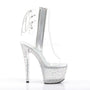 7" Heel Clear Open Toe-Heel Ankle Boot W/ Rhinestone Platform*