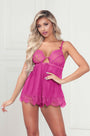 Lovely Eyelash Lace and Mesh Babydoll
