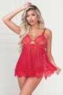 Lovely Eyelash Lace and Mesh Babydoll