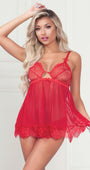 Lovely Eyelash Lace and Mesh Babydoll