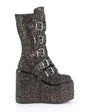 Black Multi Glitter 5.5" Platform Mid-Calf Boots*