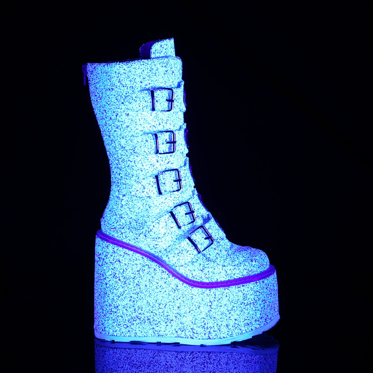 White Multi Glitter 5.5" Platform Mid-Calf Boots*