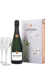 Taittinger Brut Reserve Gift Set with 2 Flutes, 75 cl