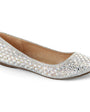 Silver Glitter Round Ballet Flat Shoes W- Rhinestone Detail