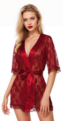Lace Short Sleeve Lingerie Robe
