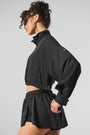 Cropped 1/4 Zip Aerial Pullover - Black