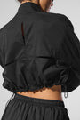 Cropped 1/4 Zip Aerial Pullover - Black