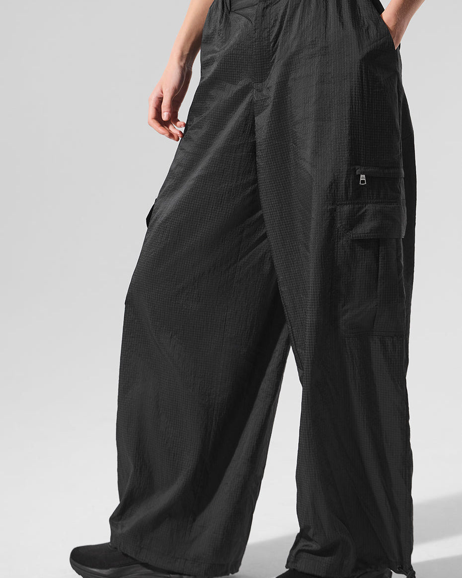 Sheer Game Time Wide Leg Jogger - Black