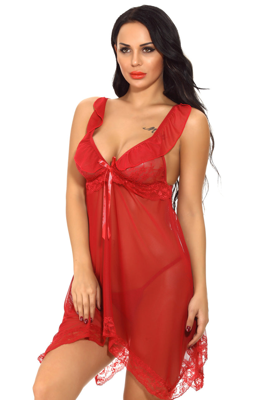 Ruffled Mesh Babydoll