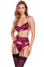 Embroidered Lace and Satin Bra Set