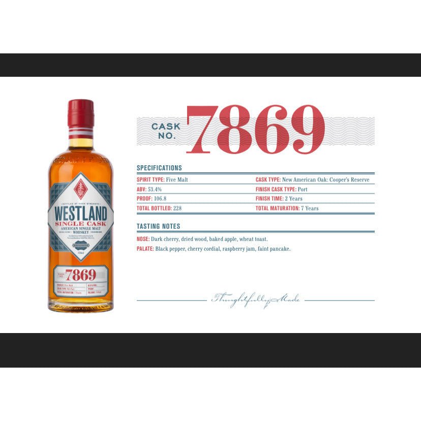 Westland American Single Malt Cask No. 7869 ("Mekka Lekka Hi Mekka Malty Ho") - Mash & Journey & Keg N Bottle Private Barrel Pick 750 ml